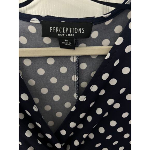 Perceptions of New York navy and white polka dot dress size medium - Picture 4 of 5